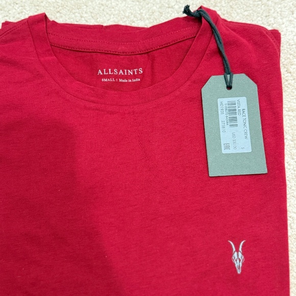All Saints Racing Tonic Crew Tee - Vista Red - S - New with Tags - Picture 2 of 6